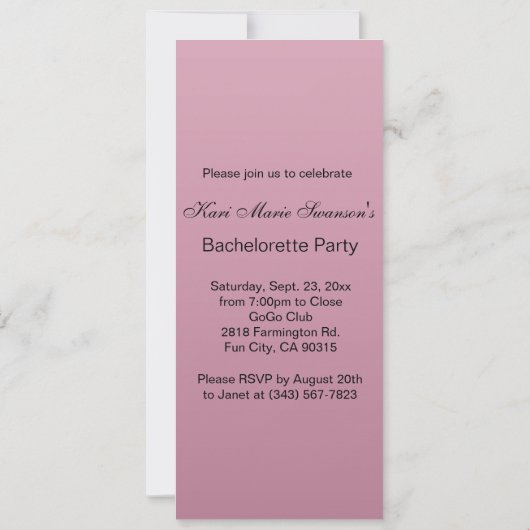 女の子夜によってはお祝い|のピンクがパーティを楽しみます 招待状 (裏面)