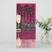 女の子夜によってはお祝い|の暗いピンクがパーティを楽しみます 招待状 (スタンド正面)