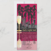 女の子夜によってはお祝い|の暗いピンクがパーティを楽しみます 招待状 (正面)