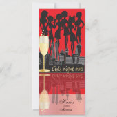 女の子夜によってはお祝い|の赤がパーティを楽しみます 招待状 (正面)