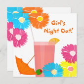 女の子夜カクテルのテーマのパーティの招待状 招待状 (正面/裏面)