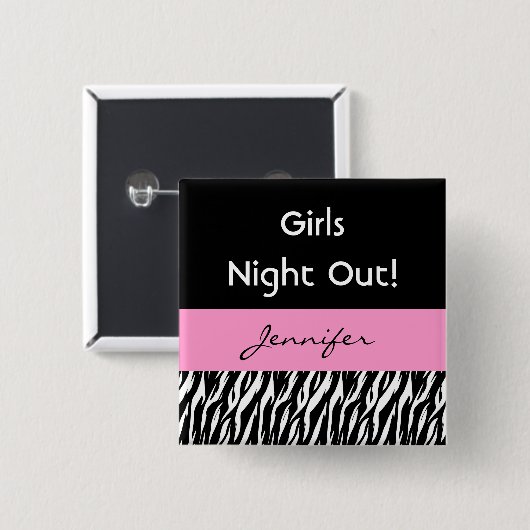女の子夜シマウマの誕生会の名前をカスタムする 缶バッジ (正面&裏面)