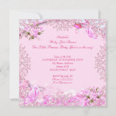 女の子大切赤ちゃんシャワーピンクフローラエスニック 招待状 (裏面)
