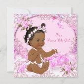 女の子大切赤ちゃんシャワーピンクフローラエスニック 招待状 (正面)