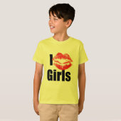 女の子大好き - キス、チュウ、愛、心 Tシャツ (正面フル)