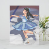 女の子姿スケーター手描きデジタルアートポストカード (スタンド正面)