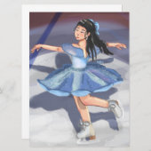 女の子姿スケーター手描きデジタルアートポストカード (正面/裏面)