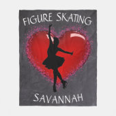 女の子姿スケートで滑るシャルボードハート（名前あり） フリースブランケット (正面)