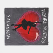 女の子姿スケートで滑るシャルボードハート（名前あり） フリースブランケット (正面(横))