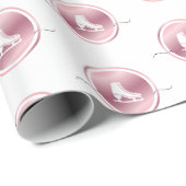 女の子姿スケートで滑るバラ金ゴールドアイススケートキッド名 ラッピングペーパー (ロールコーナー)