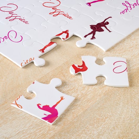 女の子姿スケートで滑る氷のスケートで滑る名全体 ジグソーパズル (側面)