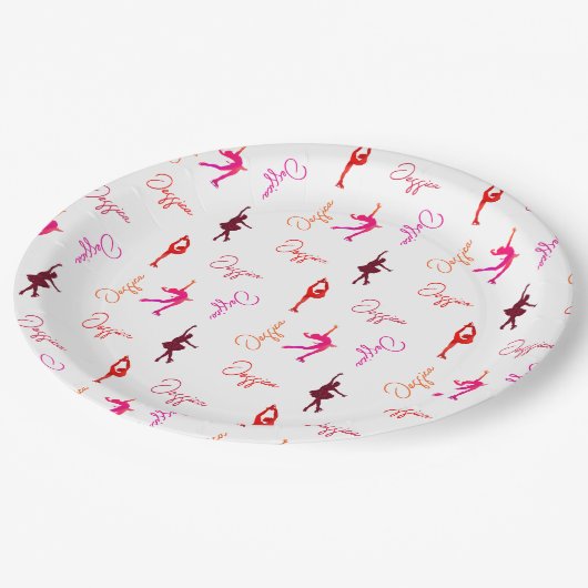 女の子姿スケートで滑る氷のスケートで滑る名全体 ペーパープレート (アングル)