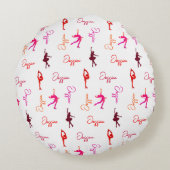 女の子姿スケートで滑る氷のスケートで滑る名全体 ラウンドクッション (裏面)