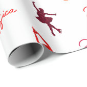 女の子姿スケートで滑る氷のスケートで滑る名全体 ラッピングペーパー (ロールコーナー)