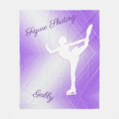 女の子姿スケートで滑る紫と白抽象芸術 フリースブランケット (正面)