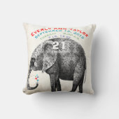 女の子子供部屋ベビー誕生スタットエレファントアローズ クッション (正面)