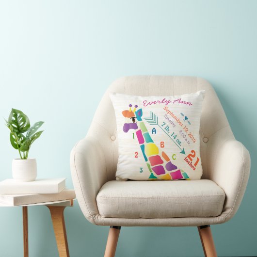 女の子子供部屋ベビー誕生スタットキリン矢印パターン クッション (椅子)