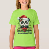 女の子季節のごあいさつパンダbear追加文字 tシャツ (正面)