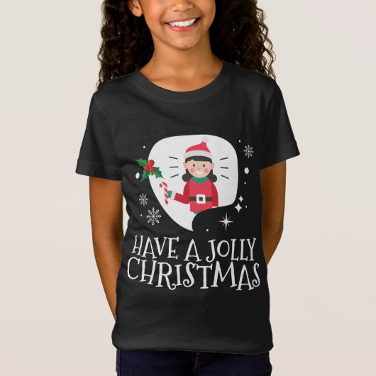女の子小妖精や小人クリスマスキュート Tシャツ (正面)