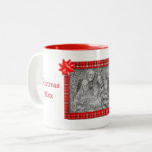 女の子小妖精や小人リースクリスマスフォトパーソナライズされた ツートーンマグカップ (正面左)