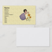 女の子小妖精や小人妖精ダフォディルアンティークイースター 名刺 (正面/裏面)