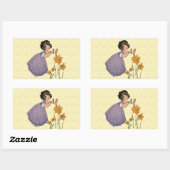 女の子小妖精や小人妖精ダフォディルアンティークイースター 長方形シール (シート)