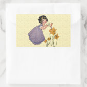 女の子小妖精や小人妖精ダフォディルアンティークイースター 長方形シール (バッグ)