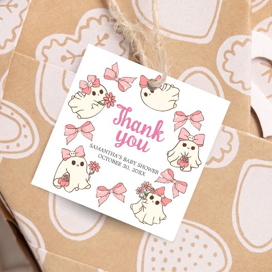 女の子幽霊リトルブハロウィンベビーシャワースクエア フェイバータグ