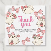 女の子幽霊リトルブハロウィンベビーシャワースクエア フェイバータグ (正面)