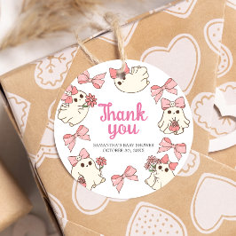 女の子幽霊リトルブハロウィンベビーシャワーラウンド フェイバータグ