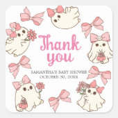 女の子幽霊リトルブハロウィーンベイビーシャワー スクエアシール (正面)