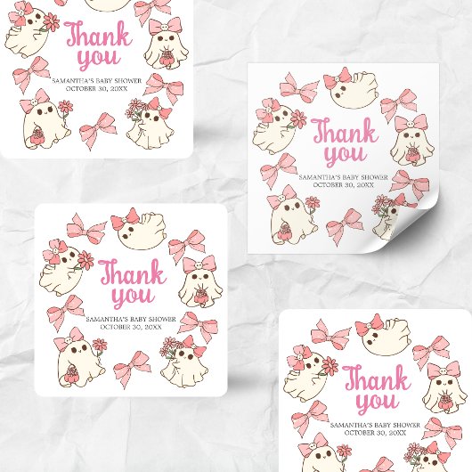 女の子幽霊リトルブハロウィーンベイビーシャワー スクエアシール