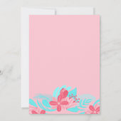 女の子引用文ピンクティール（緑がかった色）フローラベビーシャワー 招待状 (裏面)