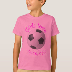女の子愛フットボールの芸術のギフト Tシャツ