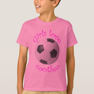 女の子愛フットボールの芸術のギフト Tシャツ