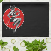 女の子手タオルの上の豪華な入れ墨Pin キッチンタオル (折り畳み)