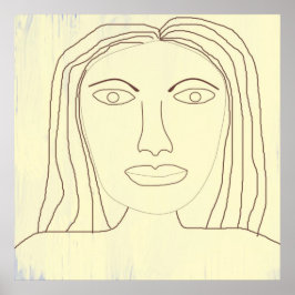 女の子抽象芸術スケッチ芸術 ポスター