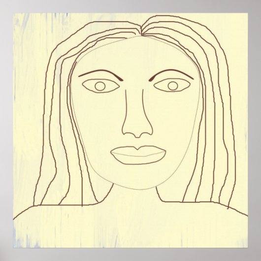 女の子抽象芸術スケッチ芸術 ポスター (正面)