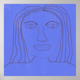 女の子抽象芸術スケッチ芸術 ポスター