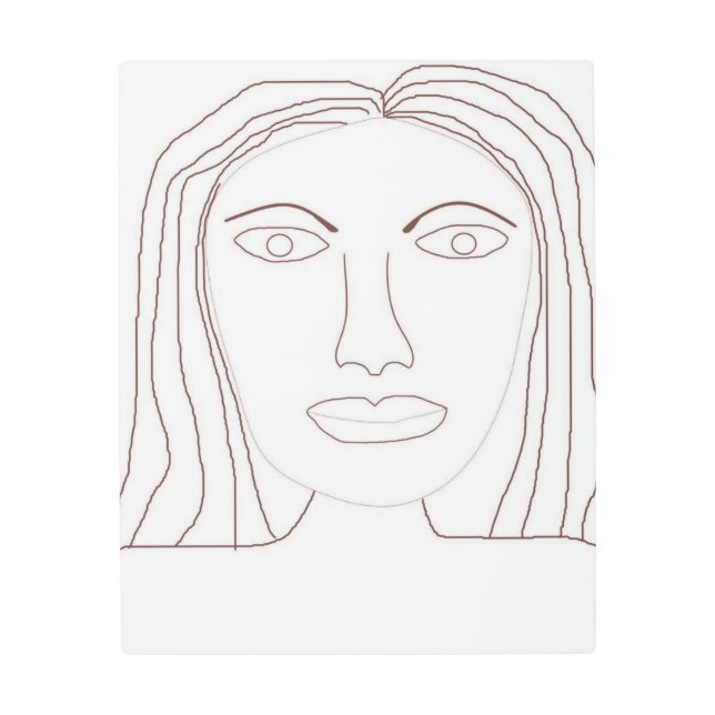 女の子抽象芸術スケッチ芸術 メタルプリント (正面)