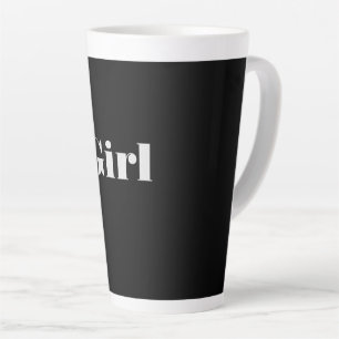 女の子文字名ブラックカラー背景ラテマグカップ カフェラテマグ