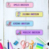 女の子新学期かわいい魔法のユニコーンカラー ラベル