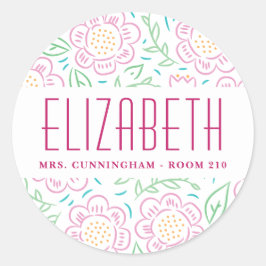 女の子新学期フローララベル ラウンドシール