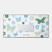 女の子新学期蝶と花 デスクマット (キーボード&マウス)