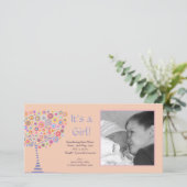 女の子新生児発表ギフトフォトカード 案内状 (スタンド正面)