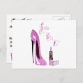 女の子日/夜パーティの招待状カード インビテーションポストカード (正面/裏面)