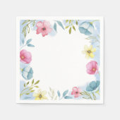 女の子春フローラ水色ベビーシャワー紙 スタンダードカクテルナプキン (正面)