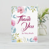 女の子春フローラ水色ベビーシャワー サンキューカード (スタンド正面)