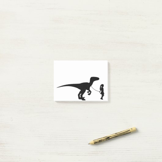 女の子歩く彼女のペット恐竜おもしろいガギフトアイディア ポストイット (デスク上)