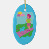 女の子歩く犬 セラミックオーナメント (右)